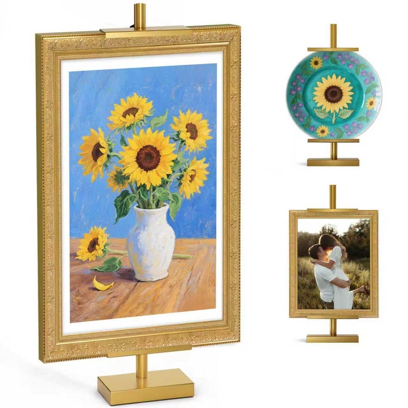 Victawks Adjustable Tabletop Easel Stand, Picture Easels for Display Up to 29"" H, Metal Picture Frame Holder Stand Table for Art, Photo (Gold) - Image 1